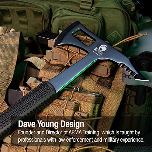 Luna Tech, LTK9501, Dave Young Combat Breaching Tool, 16.75in. Full Length Tang Tomahawk, TPR Handle, Includes Black Sheath with MOLLE System