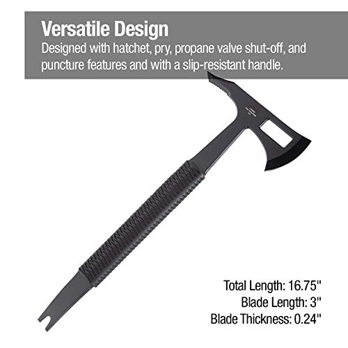 Luna Tech, LTK9501, Dave Young Combat Breaching Tool, 16.75in. Full Length Tang Tomahawk, TPR Handle, Includes Black Sheath with MOLLE System