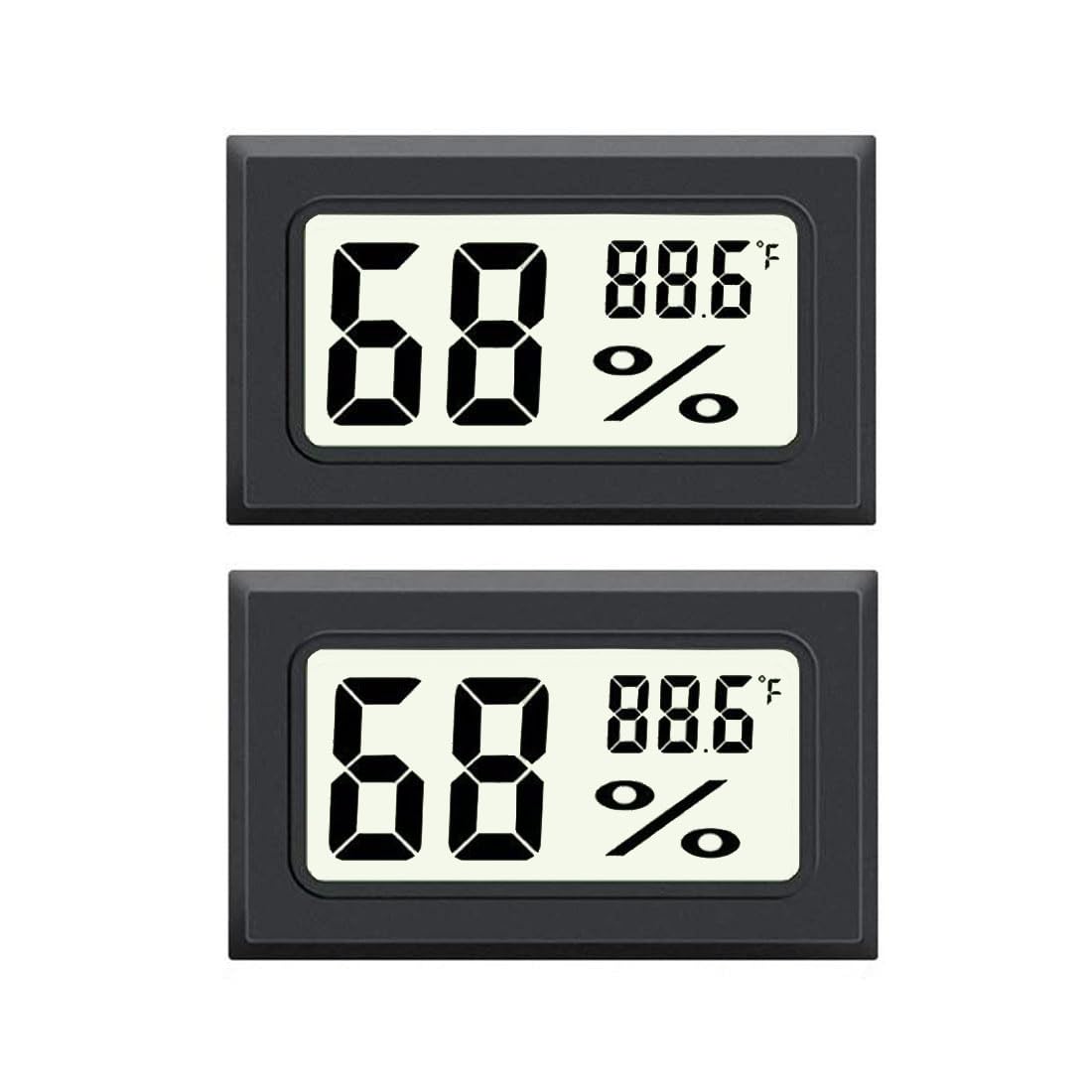 JEDEW 2-Pack Hygrometer Gauge Thermometer Indoor/Outdoor,Mini Digital Temperature Humidity Meter for Humidifiers Greenhouse Reptile Plant Humidors,LCD Monitor, Display in Fahrenheit (℉)