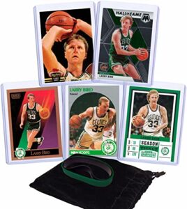 larry bird basketball cards assorted (5) bundle - boston celtics trading card gift pack