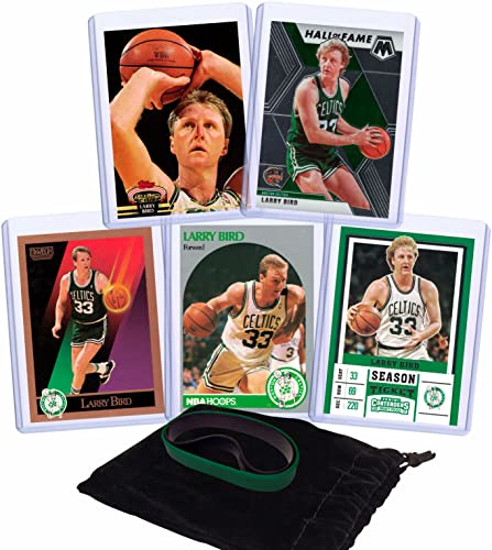 Larry Bird Basketball Cards Assorted (5) Bundle - Boston Celtics Trading Card Gift Pack