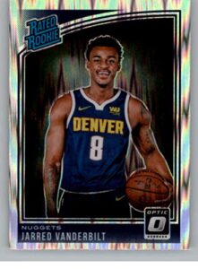2018-19 donruss optic shock basketball #151 jarred vanderbilt denver nuggets rated rookie official nba trading card produced by panini
