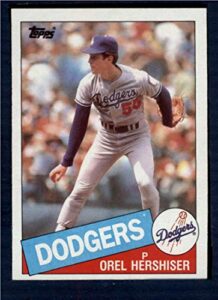 1985 topps baseball #493 orel hershiser rc rookie los angeles dodgers official mlb trading card (stock photos used) near mint or better condition