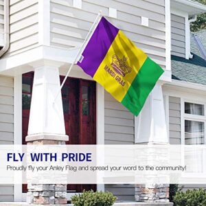 ANLEY Fly Breeze 3x5 Foot Mardi Gras Flag Happy Carnival Decoration - Vivid Color and Fade Proof - Canvas Header and Double Stitched - Fat Tuesday Flags Polyester with Brass Grommets 3x5 Ft