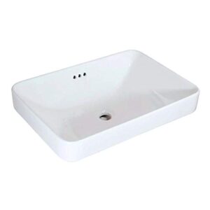 winzo wz6174 rectangular drop-in bathroom sink,modern design,semi-recessed vessel basin with overflow for vanity porcelain white