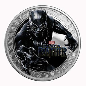 2018 tuvalu .999 silver black panther colorized proof $1 proof
