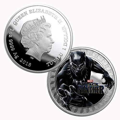 2018 Tuvalu .999 Silver Black Panther Colorized Proof $1 Proof