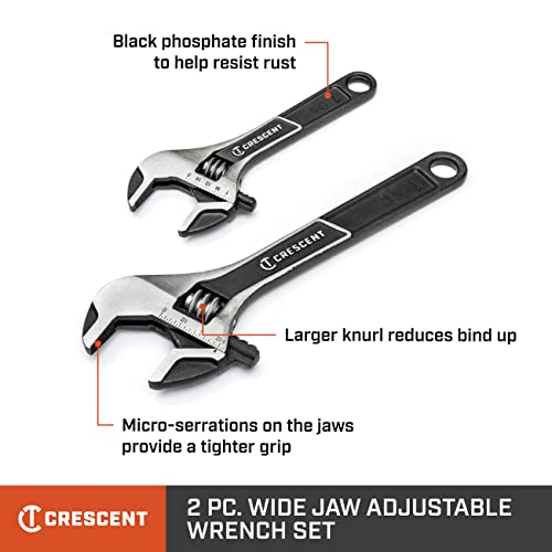 Crescent 2 Pc. Wide Jaw Adjustable Wrench Set 6" & 10" - ATWJ2610VS