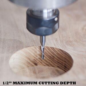 SpeTool CNC Spiral Router Bits with Up Cut 1/8 inch Cutting Diameter, 1/4 inch Shank HRC55 Solid Carbide End Mill for Wood Cut, Carving