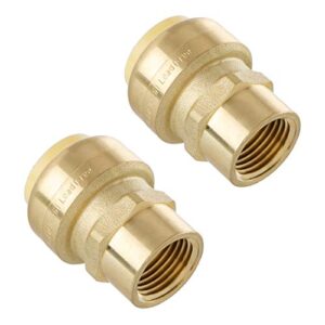 littlewell acpf12fpt8x2 brass 3/4'' push-fit x 1/2'' npt female pipe thread coupling (2-pack)