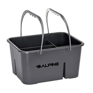 Alpine Industries 4 Compartment Plastic Cleaning Caddy – Heavy Duty Divided Cleaner & Tools Bucket for Sanitizing Commercial Bathroom Floors & Windows