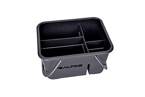Alpine Industries 4 Compartment Plastic Cleaning Caddy – Heavy Duty Divided Cleaner & Tools Bucket for Sanitizing Commercial Bathroom Floors & Windows
