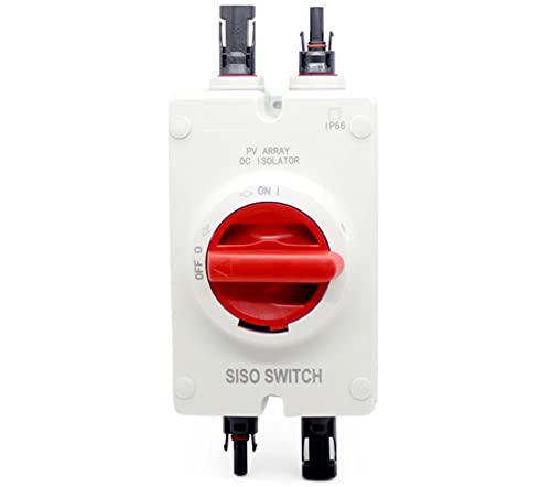 Solar 32A PV DC Switch Disconnector with Waterproof IP66 Isolator for Off/On-Grid Solar Power System RV, Boat, Residential, Commercial Solar Installations