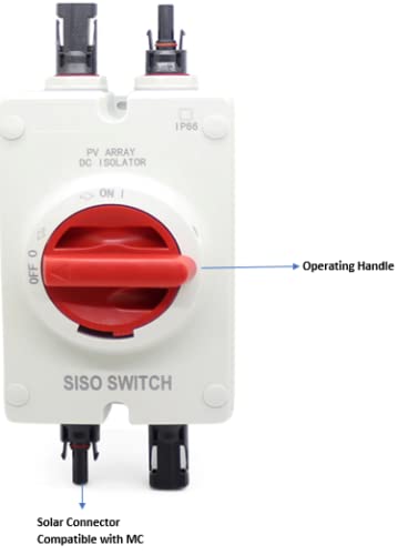 Solar 32A PV DC Switch Disconnector with Waterproof IP66 Isolator for Off/On-Grid Solar Power System RV, Boat, Residential, Commercial Solar Installations