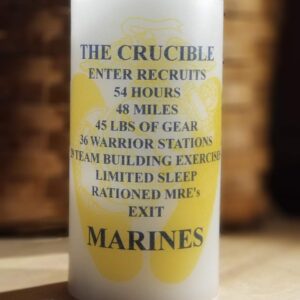 CRUCIBLE CANDLE with yellow footprints and EGA- United States Marine Corps (USMC) non-personalized