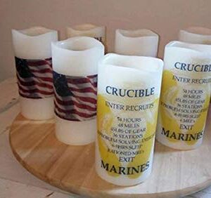 CRUCIBLE CANDLE with yellow footprints and EGA- United States Marine Corps (USMC) non-personalized