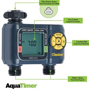 Melnor 65035-AMZ AquaTimer 2-Zone Digital Water Timer with 3 Stainless Steel Filter Washers Set