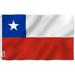 anley fly breeze 3x5 foot chile flag - vivid color and fade proof - canvas header and double stitched - chilean flags polyester with brass grommets 3 x 5 ft