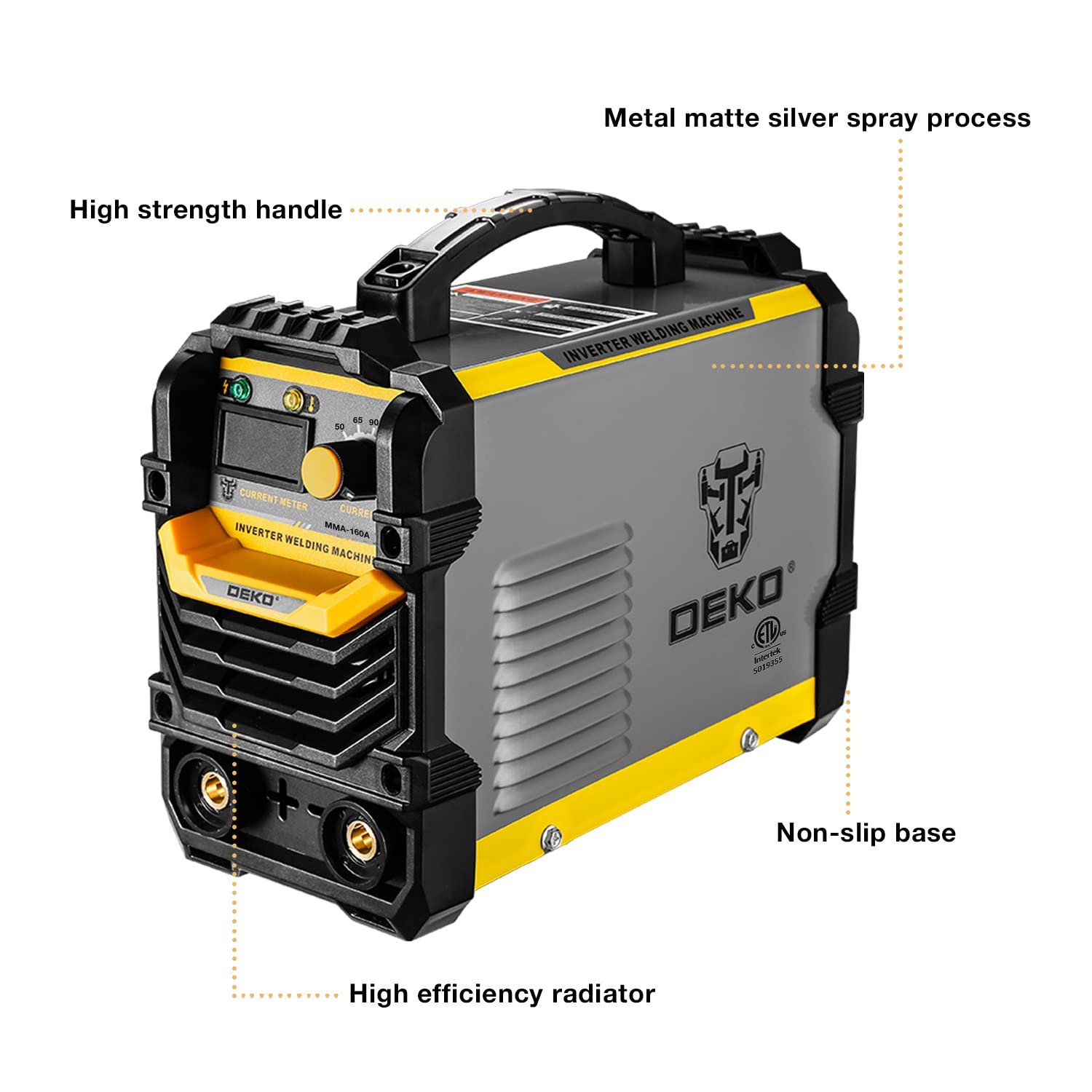 DEKOPRO 110/220V MMA Welder,160A ARC Welder Machine IGBT Digital Display LCD Hot Start Welder with Electrode Holder,Work Clamp, Input Power Adapter Cable and Brush