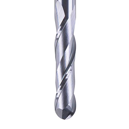 SpeTool 14411 Ball Nose Carbide End Mill CNC Cutter Router Bits Double Flutes Spiral Milling Tool 1/4 inch Shank with 3 inch Over Length