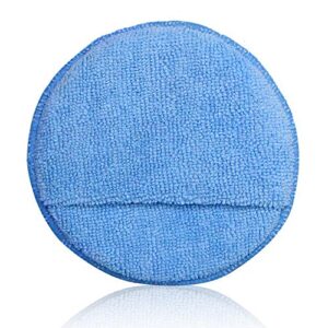 AIVS Car Care Microfiber Wax Applicator Pads with Finger Pocket for Any Cars, Truck, Boat, Motorcycle and RV. Wax Applicator Foam Sponge (Blue, 5" Diameter, Pack of 10)