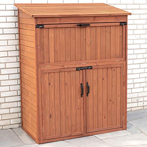 Leisure Season SCT1753 Storage Cabinet with Drop Table - Brown - Large Outdoor and Indoor Vertical Cabinets for Gardening, Garage - Tool Organizer with Compartments and Shelves for Garden, Backyard