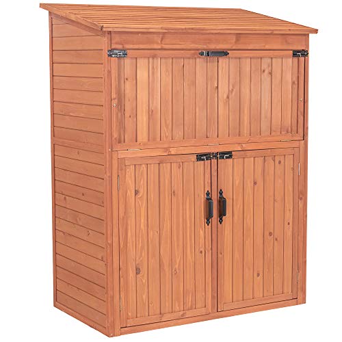 Leisure Season SCT1753 Storage Cabinet with Drop Table - Brown - Large Outdoor and Indoor Vertical Cabinets for Gardening, Garage - Tool Organizer with Compartments and Shelves for Garden, Backyard