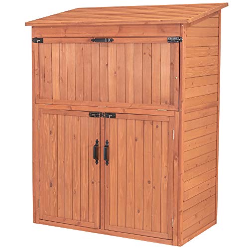 Leisure Season SCT1753 Storage Cabinet with Drop Table - Brown - Large Outdoor and Indoor Vertical Cabinets for Gardening, Garage - Tool Organizer with Compartments and Shelves for Garden, Backyard