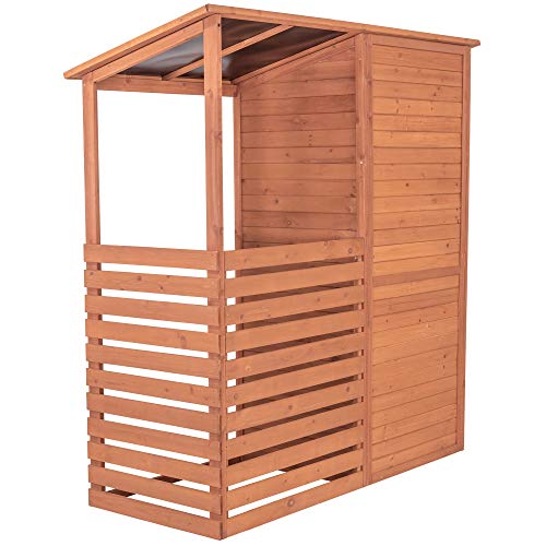 Leisure Season CFS7181 Combination Firewood and Storage Shed - Brown - Outdoor Garden Cedar Box with Shelves, Roof, Doors - Large Yard Lumber Lockers - Patio, Backyard, Deck, Organizer -Fast Assembly