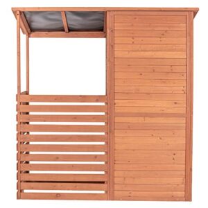 Leisure Season CFS7181 Combination Firewood and Storage Shed - Brown - Outdoor Garden Cedar Box with Shelves, Roof, Doors - Large Yard Lumber Lockers - Patio, Backyard, Deck, Organizer -Fast Assembly