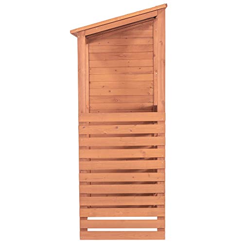 Leisure Season CFS7181 Combination Firewood and Storage Shed - Brown - Outdoor Garden Cedar Box with Shelves, Roof, Doors - Large Yard Lumber Lockers - Patio, Backyard, Deck, Organizer -Fast Assembly