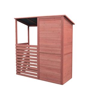 Leisure Season CFS7181 Combination Firewood and Storage Shed - Brown - Outdoor Garden Cedar Box with Shelves, Roof, Doors - Large Yard Lumber Lockers - Patio, Backyard, Deck, Organizer -Fast Assembly