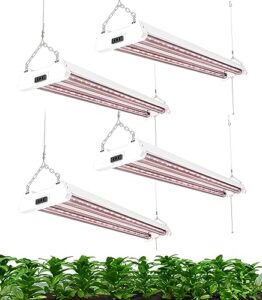 sunco lighting 4ft led grow light for indoor plants 40w, full spectrum, hanging suspended fixture, linkable, plug in, greenhouse year round for indoor plants seedlings vegetables flowers 4 pack
