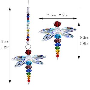 Hanging Dragonfly Pendant Chandelier Crystal Ball Prisms Rainbow Beads Chakra Suncatcher Home Windows Decor