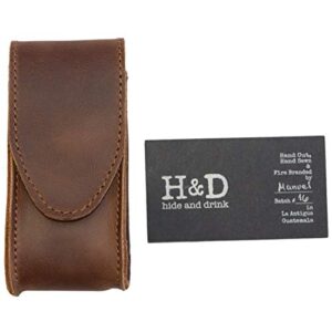 Hide & Drink, Case Compatible with Swiss Army Knife, Handmade from Full Grain Leather - Bourbon Brown