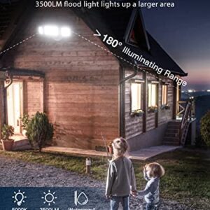Amico LED Flood Lights Outdoor 3500LM Security Light, 30W Bright Outdoor Flood Light, 5000K Daylight White, IP65 Waterproof 3 Adjustable Heads for Garage, Backyard, Patio, Garden, Porch&Stair(White)