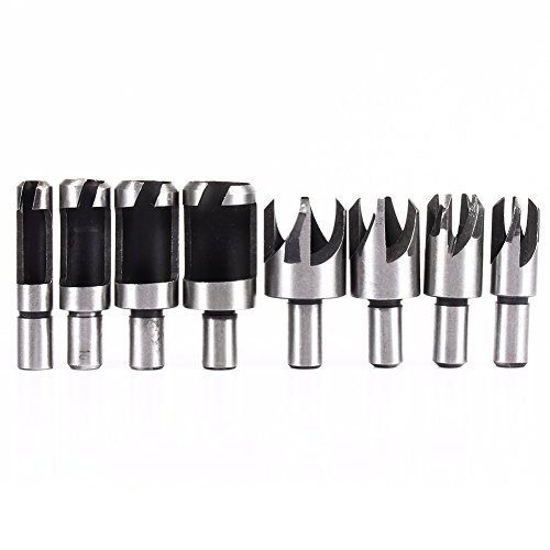 8 Pcs Chamfer Wood Plug Cutter Drills Straight & Tapered Taper Claw Type Drill Bits 5/8" 1/2" 3/8" 1/4" Woodworking Cutting Tool