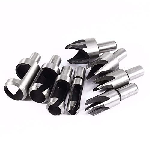 8 Pcs Chamfer Wood Plug Cutter Drills Straight & Tapered Taper Claw Type Drill Bits 5/8" 1/2" 3/8" 1/4" Woodworking Cutting Tool