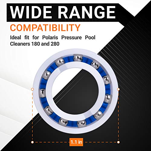 [Upgraded] C-60 C60 Pool Cleaner Wheel Ball Bearings Replacement by BlueStars - Exact Fit for Zodiac Polaris Pressure Pool Cleaners 180 and 280 - Smooth Rotation and Excellent Design - Pack of 8