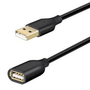 fasgear usb 2.0 extension cable: 6ft usb 2.0 type a male to female extension cord data transfer extender with gold-plated connector for usb flash drive/hard drive/mouse/printer (black)