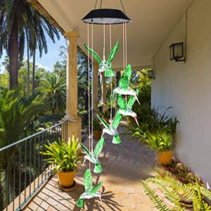 Wind Chime, Solar Hummingbird Wind Chimes Outdoor/Indoor(Gifts for mom/momgrandma Gifts/Birthday Gifts for mom) Outdoor Decor,Yard Decorations ,Memorial Wind Chimes,mom's Best Gifts.