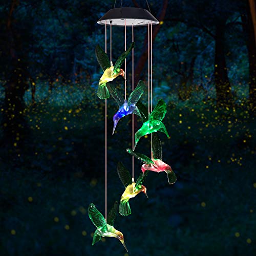 Wind Chime, Solar Hummingbird Wind Chimes Outdoor/Indoor(Gifts for mom/momgrandma Gifts/Birthday Gifts for mom) Outdoor Decor,Yard Decorations ,Memorial Wind Chimes,mom's Best Gifts.