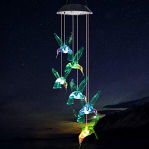 Wind Chime, Solar Hummingbird Wind Chimes Outdoor/Indoor(Gifts for mom/momgrandma Gifts/Birthday Gifts for mom) Outdoor Decor,Yard Decorations ,Memorial Wind Chimes,mom's Best Gifts.