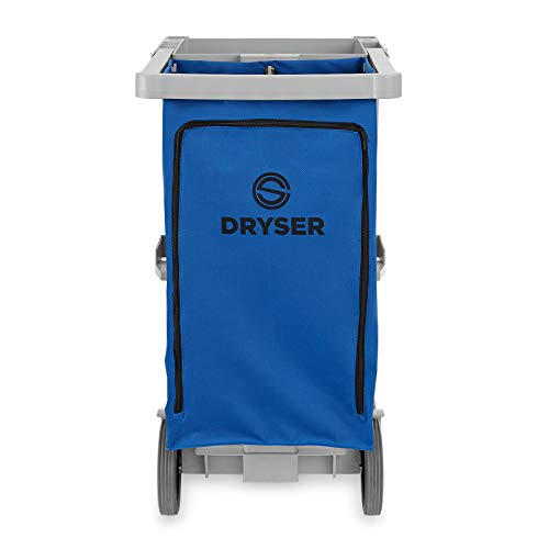 Dryser Commercial Janitorial Cleaning Cart on Wheels - Housekeeping Caddy with Shelves and Vinyl Bag