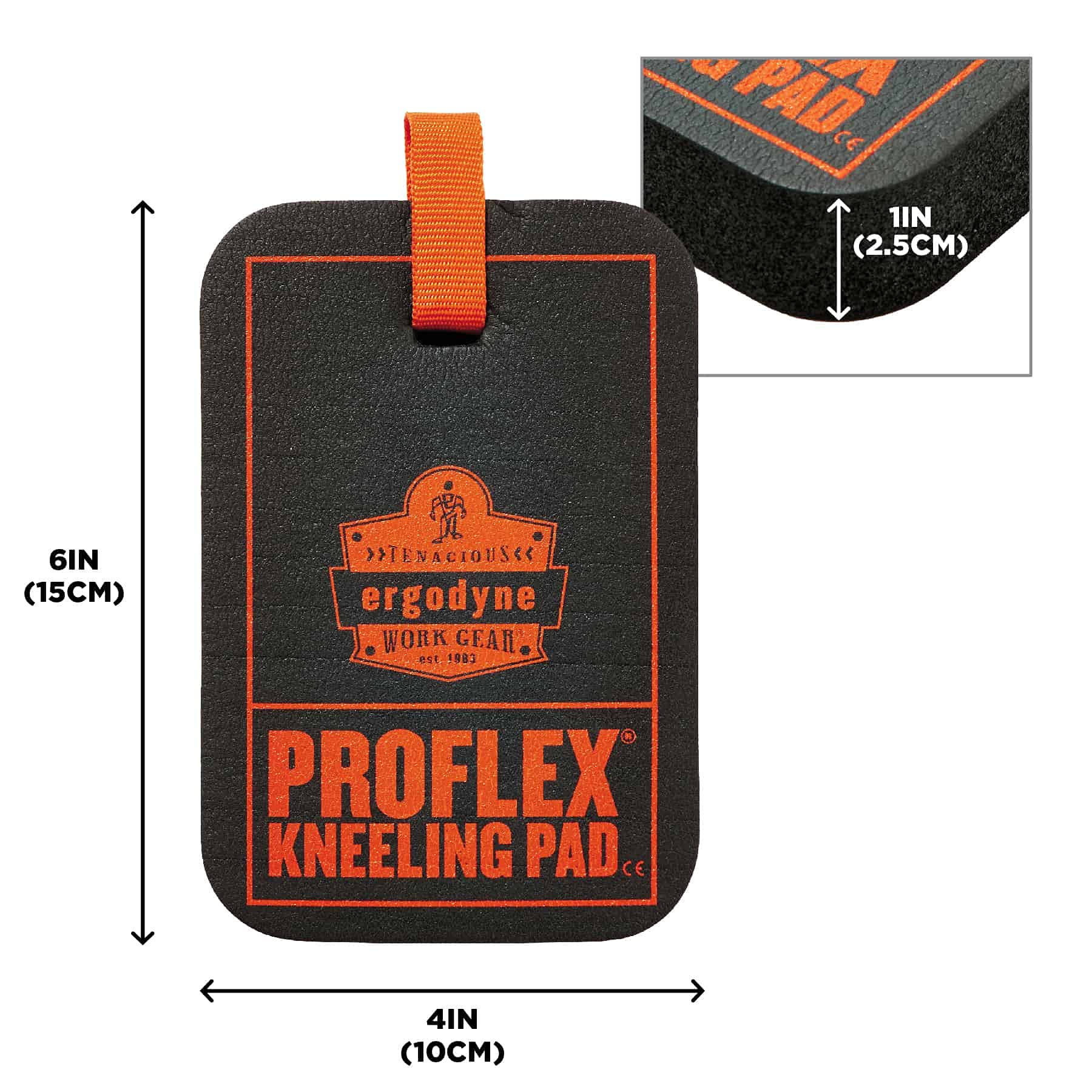 Ergodyne - 18565 ProFlex 365 Mini Kneeling Pad with Carabiner, 4" x 6" x 1", Black