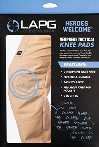 LA Police Gear Neoprene Tactical Knee Pads, Slip in Internal Knee Pads for Work Pants, Protective Neoprene Knee Pad Inserts