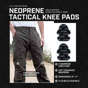 LA Police Gear Neoprene Tactical Knee Pads, Slip in Internal Knee Pads for Work Pants, Protective Neoprene Knee Pad Inserts