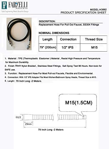 Kitchen Faucet Replacement Parts Replacement Hose H3882