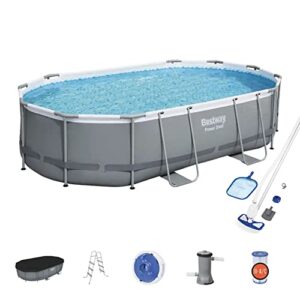 bestway 56655e-bw 16 foot x 10 foot x 42 inch above ground swimming pool set with filter pump with bestway 58234e-bw maintenance cleaning kit