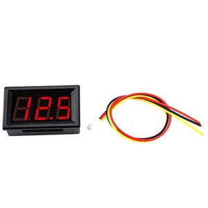 Digital Voltmeter, 3 Wire LED Panel Digital Display Voltage Meter with Reverse Protection DC 0-100V Red Blue Green Yellow(Red)